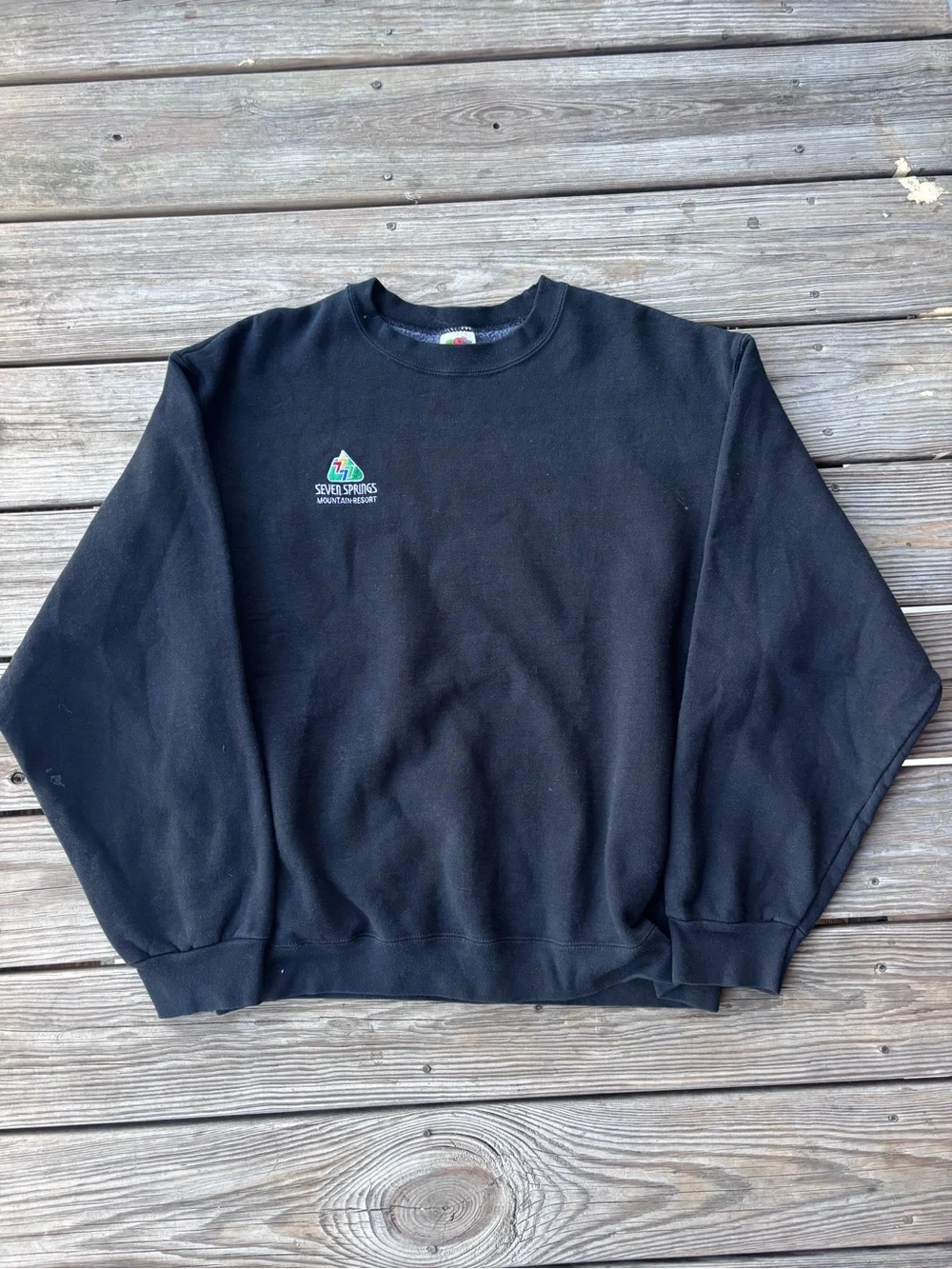 Vintage Seven Springs Mountain Resort Fruit of the Loom Black Crewneck Sweater